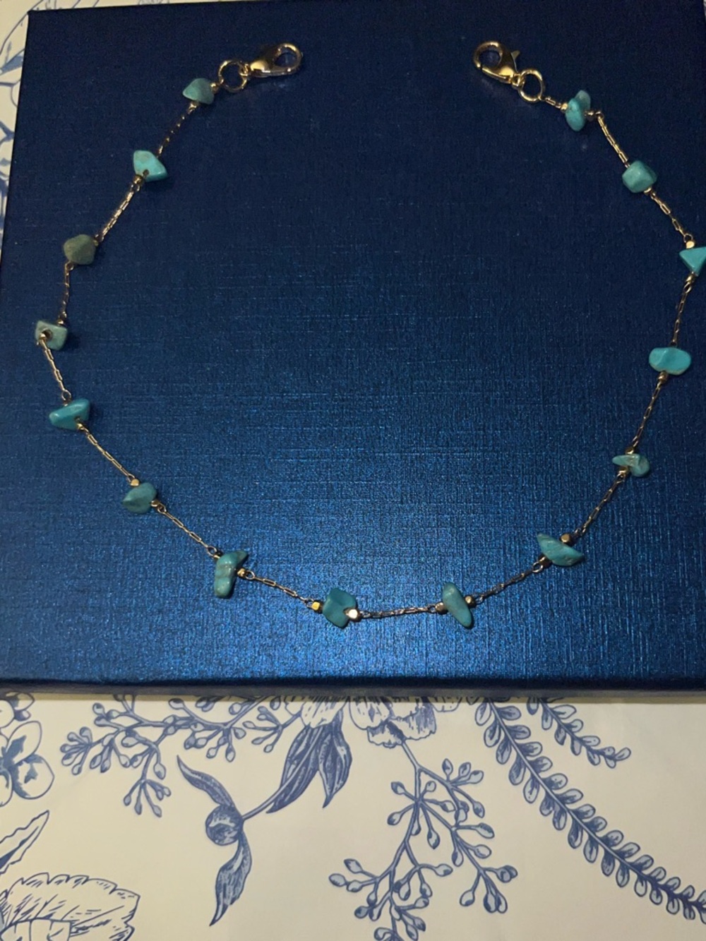 Delicate Turquoise Chip Cap Chain Necklace